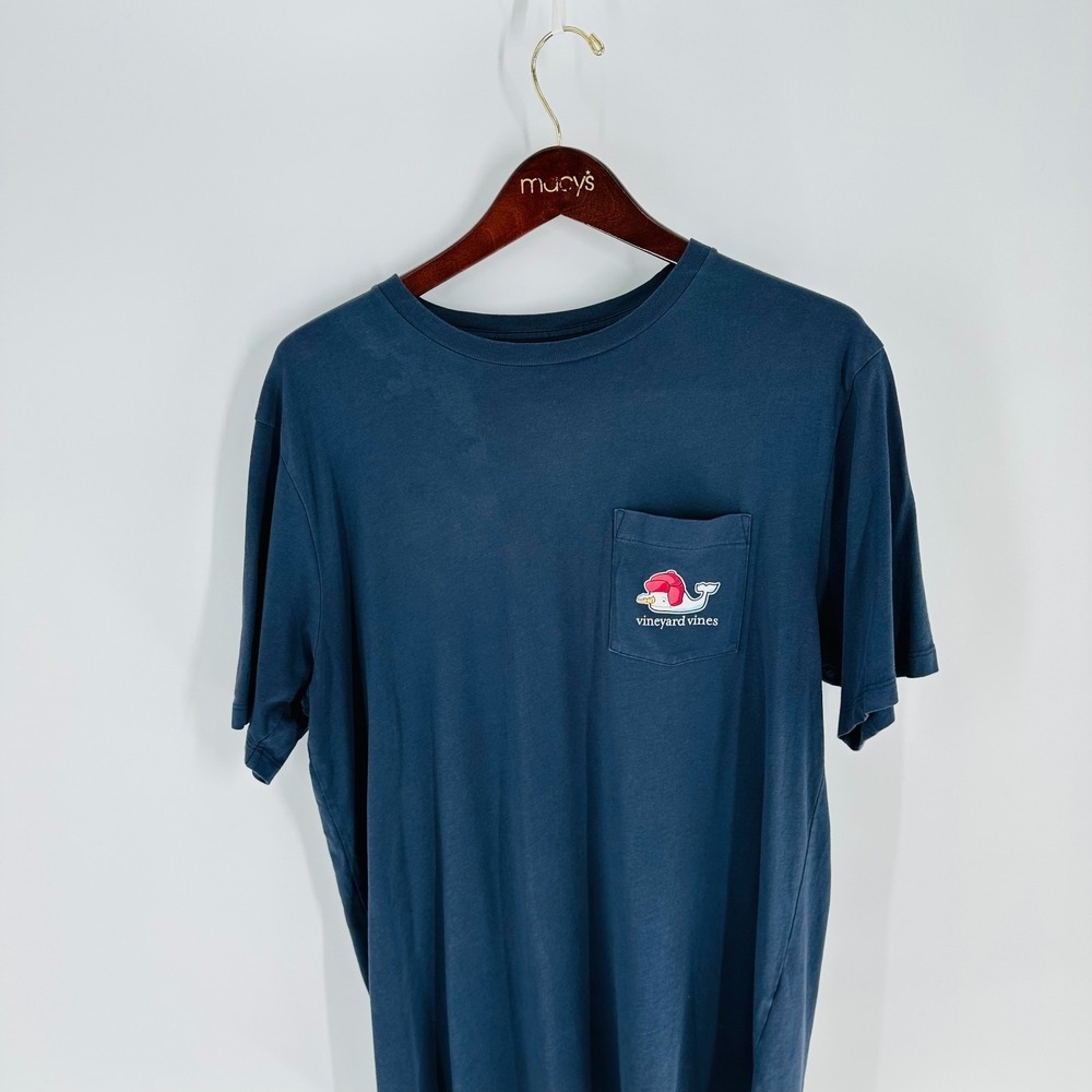Vineyard Vines Crew Neck‎ Graphic Whale Pullover T-Shirt Navy Blue Size M